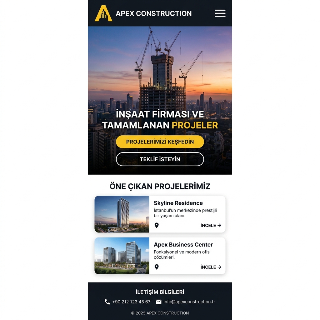 İnşaat Firması mobil görünüm